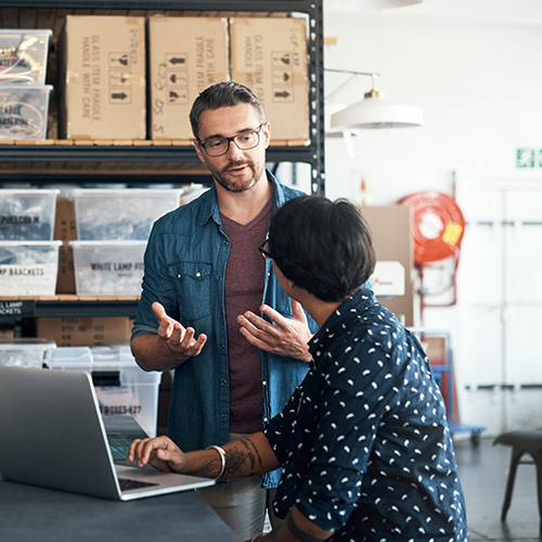 company employees talking