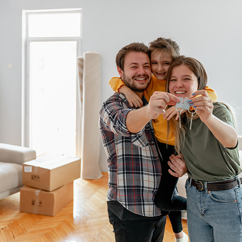 family in new home